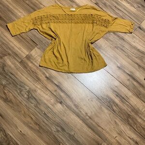 Zara Mustard Blouse with Crochet Detail